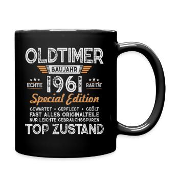 1961 Jahrgang geboren Oldtimer Geburtstag Geschenk - Tasse einfarbig - Schwarz - Rechts