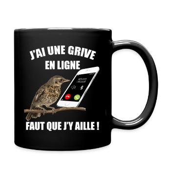 Chasse humour grive en ligne - Mug uni - noir - Droite