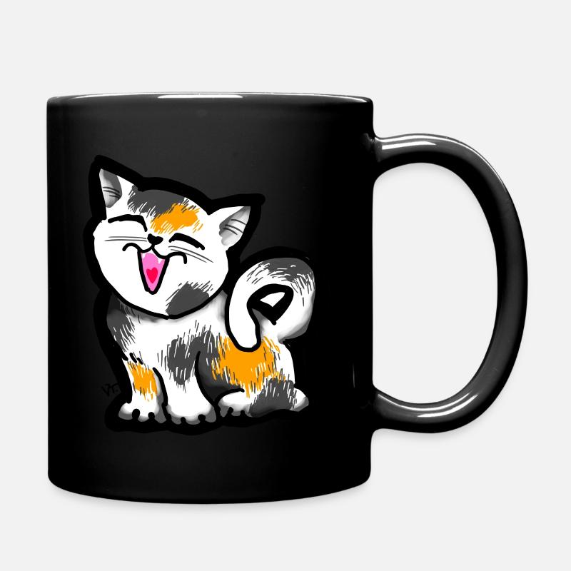Drôle de chaton mignon. Charmant chaton qui rit. Miaou. - Mug uni - noir