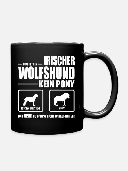 IRISCHER WOLFSHUND kein Pony Wilsigns Hundespruch - Tasse einfarbig - Schwarz