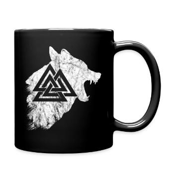 Wikinger Krieger Fenriswolf Fenrir Wolf Valknut Sy - Tasse einfarbig - Schwarz - Rechts