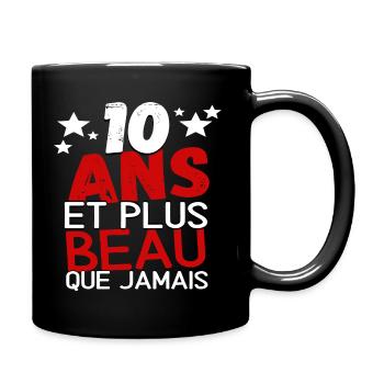 T shirt anniversaire 10 ans humour enfant cadeau - Mug uni - noir - Droite