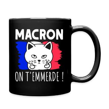 Macron On T'Emmerde ! Chat Chaton Humour - Mug uni - noir - Droite