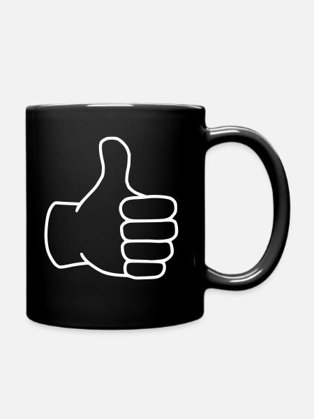 Emoji Daumen hoch Skizze weiß - Tasse einfarbig - Schwarz