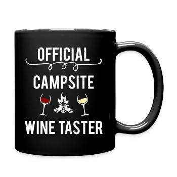 Lagerfeuer Wein Camperin lustiger Spruch - Tasse einfarbig - Schwarz - Rechts