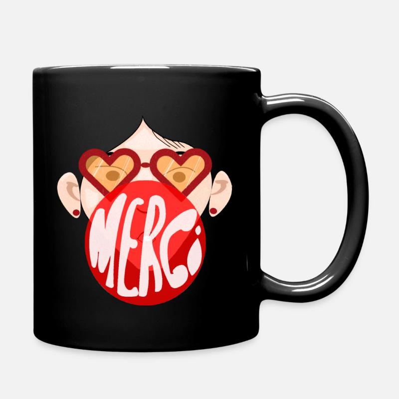 Glasses snake says heartfelt thank you - Full Colour Mug - black