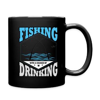 Anglershirt Angeln und Trinken - Tasse einfarbig - Schwarz - Rechts