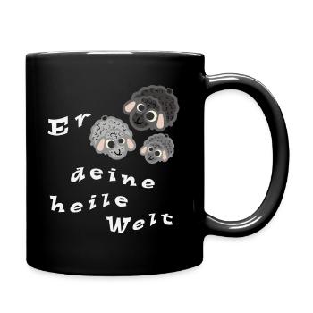 Erschafe deine heile Welt - Tasse einfarbig - Schwarz - Rechts