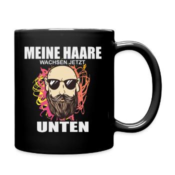 Glatzkopf Glatze Meine Haare wachsen jetzt unten - Tasse einfarbig - Schwarz - Rechts