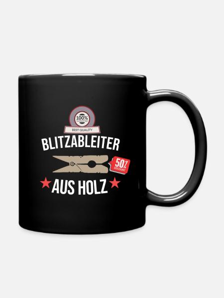 Blitzableiter aus Holz für Hausbauer / Handwerker - Tasse einfarbig - Schwarz