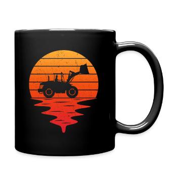 Retro wheel loader - Full Colour Mug - black - Right