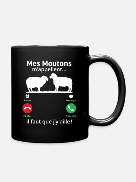 mes moutons m'appellent il faut que j'y aille! - Mug uni - noir