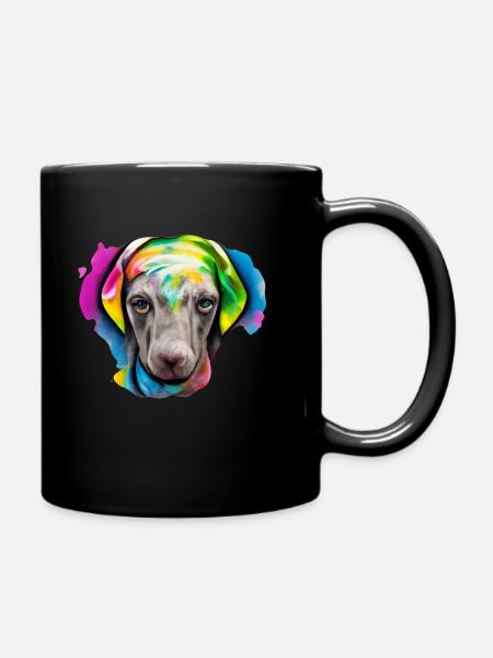 Weimaraner in Farbe - Tasse einfarbig - Schwarz