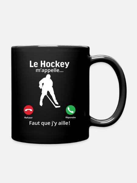 Le Hockey m'appelle faut que j'y aille! - Mug uni - noir