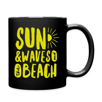 Soleil et vagues et la plage - Mug uni - noir - Droite