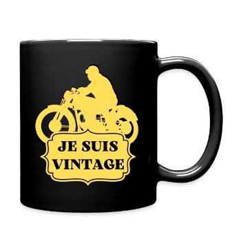 MOTO MOTARD étiquette Vintage Rétro - Mug uni - noir - Droite