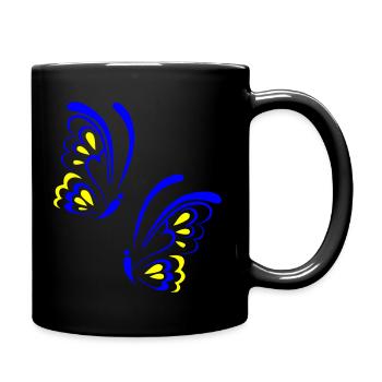 Schmetterlinge - Tasse einfarbig - Schwarz - Rechts