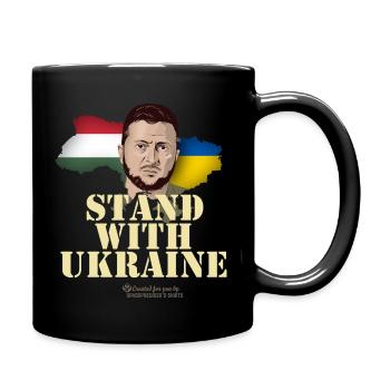 Selenskyj T-Shirt Design Ungarn Stand with Ukraine - Tasse einfarbig - Schwarz - Rechts