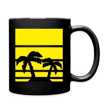 Palme Urlaub Strand Muster - Tasse einfarbig - Schwarz - Rechts
