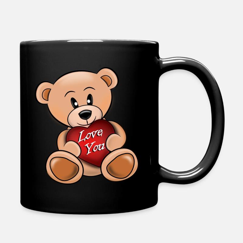 The teddy bear loves you - Full Colour Mug - black