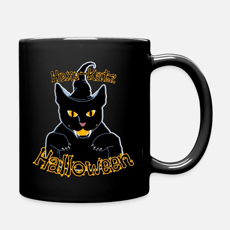 Halloween Katze gruselige schwarze Katze Hexe-Katz - Tasse einfarbig - Schwarz