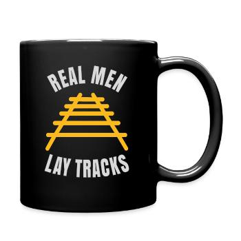 Echte Kerle verlegen Gleise Schienen - Tasse einfarbig - Schwarz - Rechts