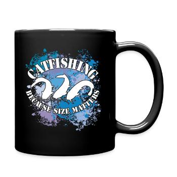 Wels Waller fischen Wels auf Farbklecksen - Tasse einfarbig - Schwarz - Rechts