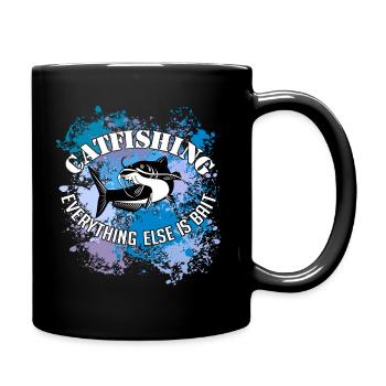 Wels Waller fischen Wels auf Farbklecksen - Tasse einfarbig - Schwarz - Rechts