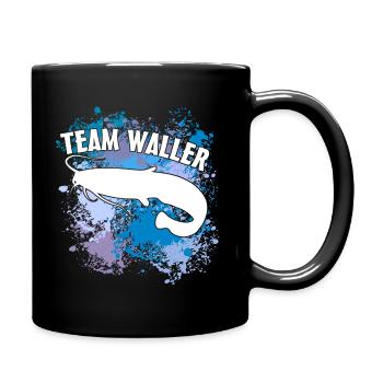 Wels Waller fischen Wels auf Farbklecksen - Tasse einfarbig - Schwarz - Rechts