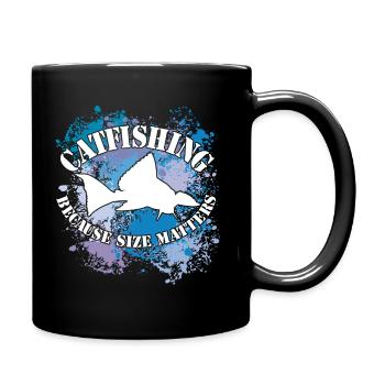 Wels Waller fish catfish silhouette and blobs of colour - Full Colour Mug - black - Right