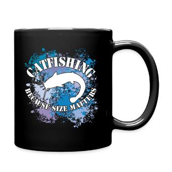 Wels Waller fischen Wels auf Farbklecksen - Tasse einfarbig - Schwarz - Rechts