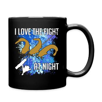 Wels Waller fischen Welssilhouette und Farbkleckse - Tasse einfarbig - Schwarz - Rechts