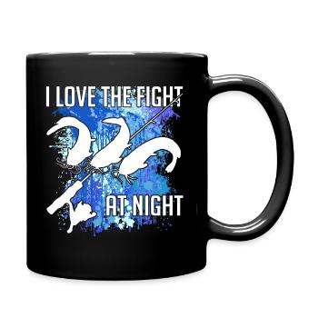 Waller Welssilhouette Angelrute und Farbkleckse - Tasse einfarbig - Schwarz - Rechts