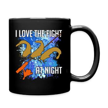 Waller Welssilhouette Angelrute und Farbkleckse - Tasse einfarbig - Schwarz - Rechts