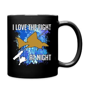 Waller Welssilhouette Angelrute und Farbkleckse - Tasse einfarbig - Schwarz - Rechts