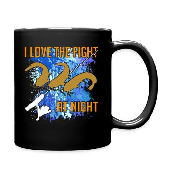 Waller Welssilhouette Angelrute und Farbkleckse - Tasse einfarbig - Schwarz - Rechts