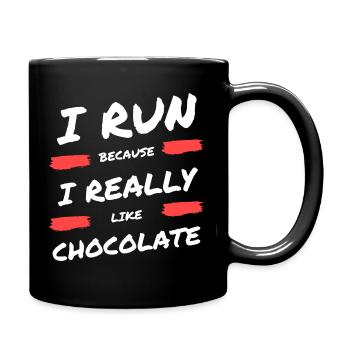I run because I really like chocolate - Full Colour Mug - black - Right