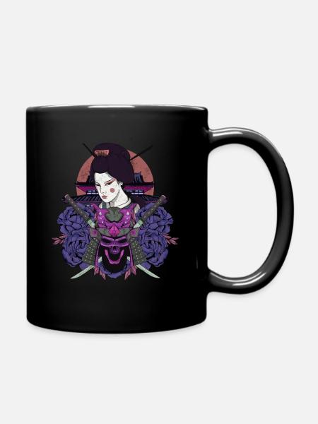 Synthwave Neon Samurai Geisha - Tasse einfarbig - Schwarz