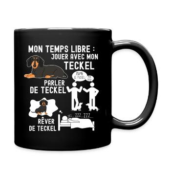 Temps libre avec chien teckel Humour Petit Chien - Mug uni - noir - Droite