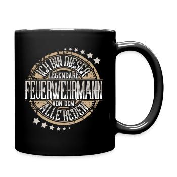 Feuerwehrmann - Tasse einfarbig - Schwarz - Rechts
