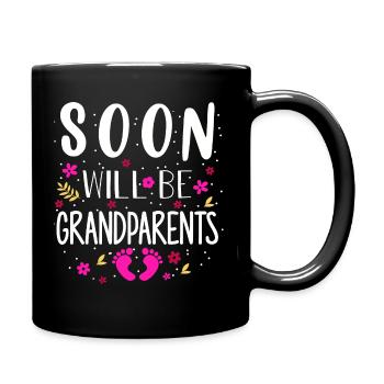 Bald werden wir Oma und Opa, Wir werden Großeltern - Tasse einfarbig - Schwarz - Rechts