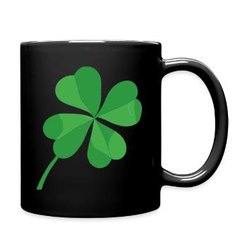 Vierblättriges Kleeblatt Glücksymbol Glück - Tasse einfarbig - Schwarz - Rechts