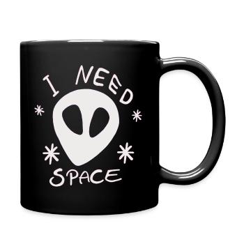 Alien blanc J’AI BESOIN D’ESPACE Univers Étoiles Galaxie - Mug uni - noir - Droite