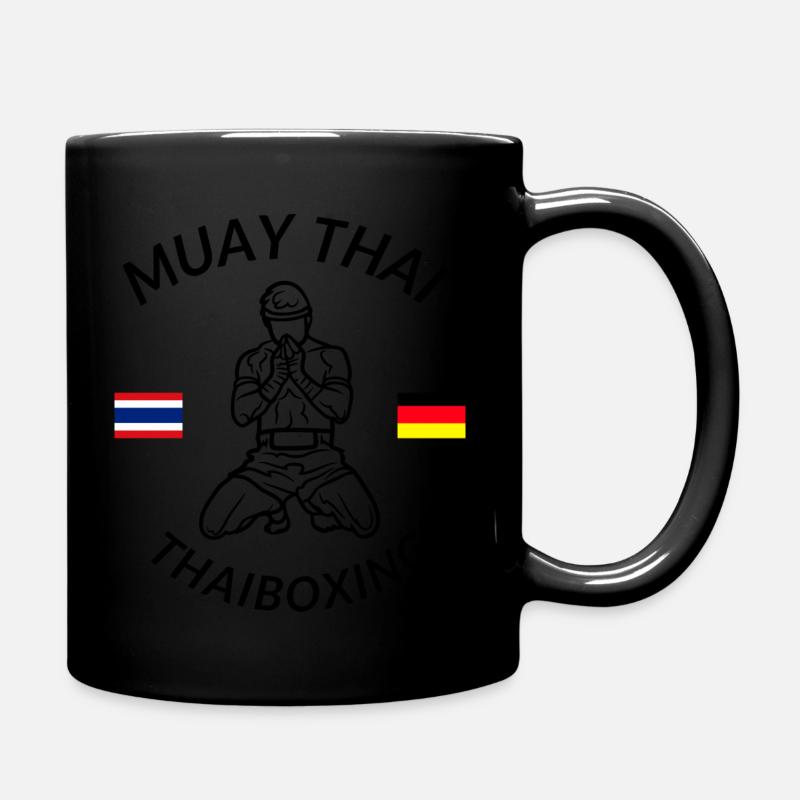 Muay Thai Thaiboxing Shirt - Tasse einfarbig - Schwarz