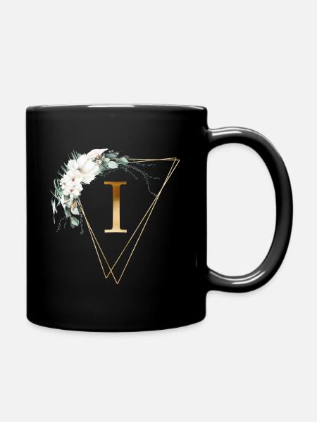 Customizable Monogram I - Full Colour Mug - black