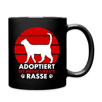Adoptiert ist meine liebste Rasse - Katze - Tasse einfarbig - Schwarz - Rechts