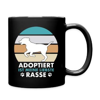Adoptiert ist meine liebste Rasse - Hund retro - Tasse einfarbig - Schwarz - Rechts