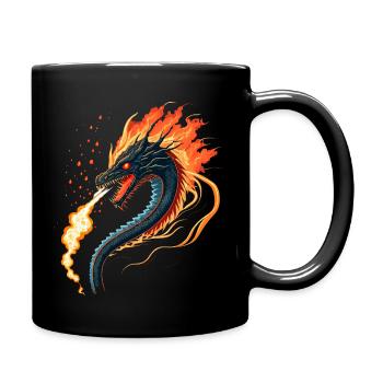 A dragon spitting fire - Full Colour Mug - black - Right