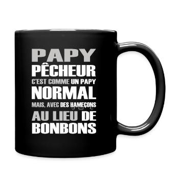 Papy Pêcheur, Hameçons de Pêche au Lieu de Bonbons - Mug uni - noir - Droite