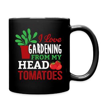 Gardener in the garden Hobby gardener cares for plants - Full Colour Mug - black - Right